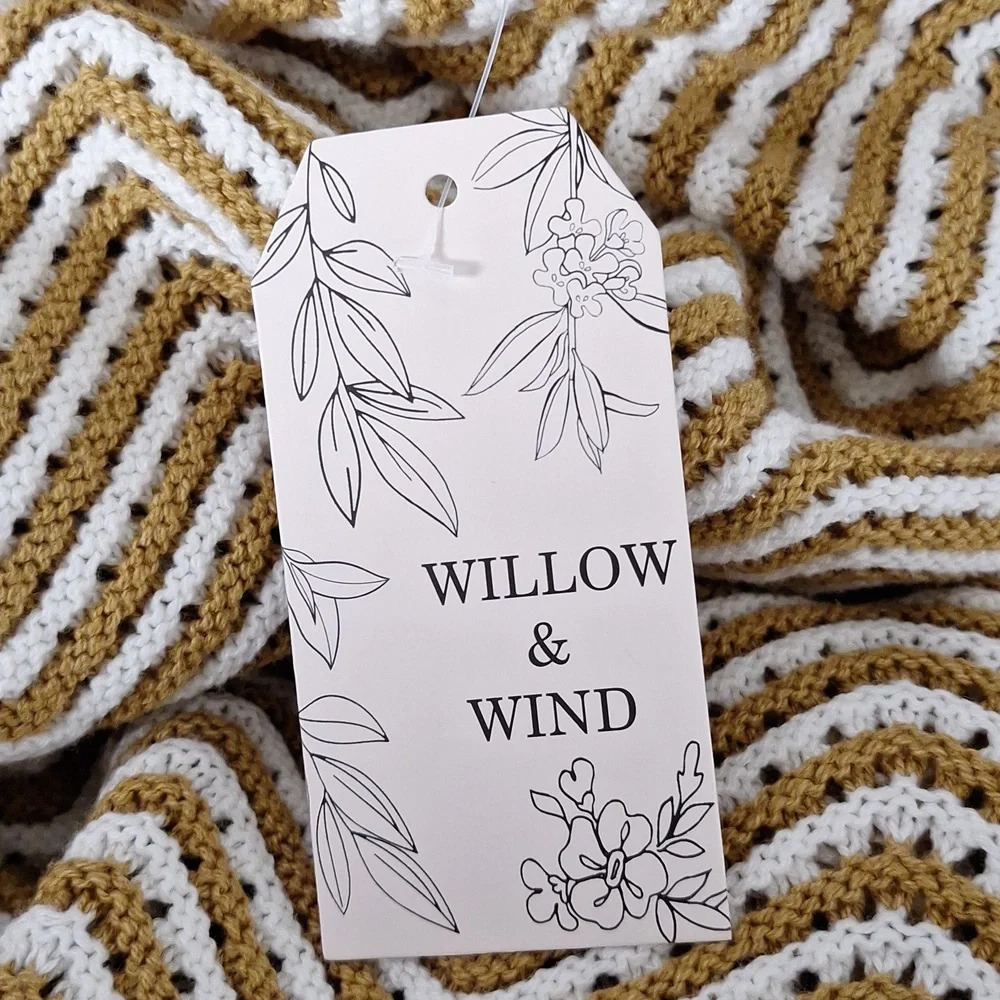 Willow & Wind "NEW" 70's Tan White Bohemian Knit Midi Hippie Skirt & Top Set *M - Picture 9 of 9